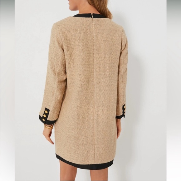 Tuckernuck Pomander Place Tan Coco Tweed Bow Dress Medium - Picture 2 of 13